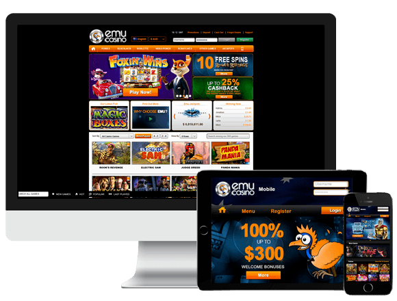 An image of Emu Casino on multiple platforms