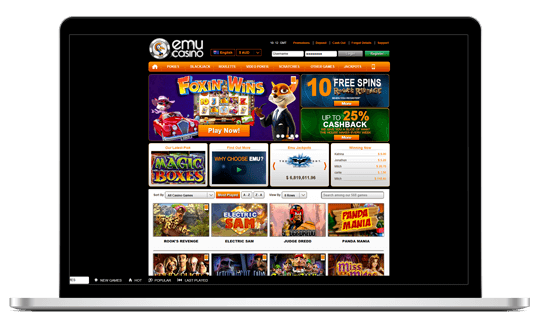 An image of Emu Casino on laptop