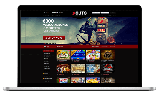 A screenshot of guts casino on Laptop