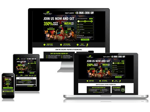 Raging Bull Online casino on multiple displays