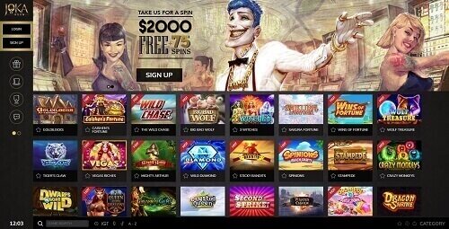 JokaRoom Casino Homepage