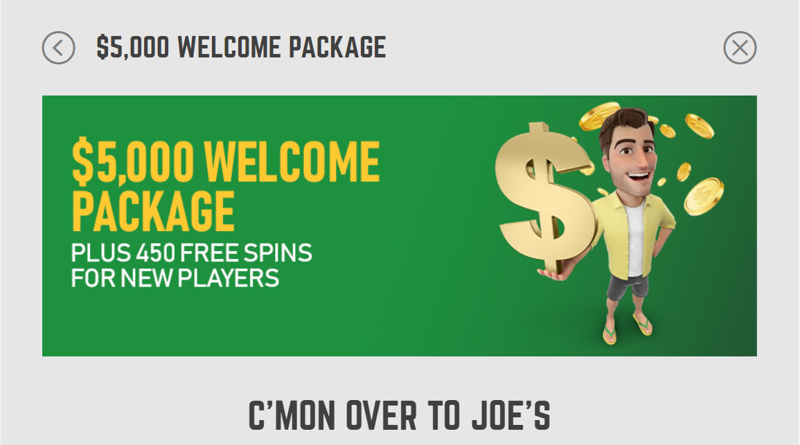 Joe Fortune Welcome Bonus