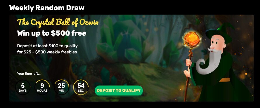 ozwin casino weekly random draw