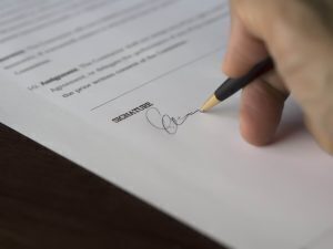 signing a document